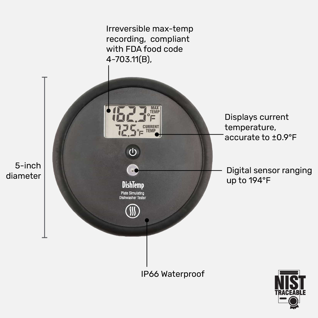 DishTemp® - Plate-simulating Dishwasher Thermometer